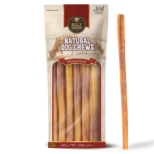 12-inch bully stick for dogs - single ingredient, natural, odour-free | Ombrava